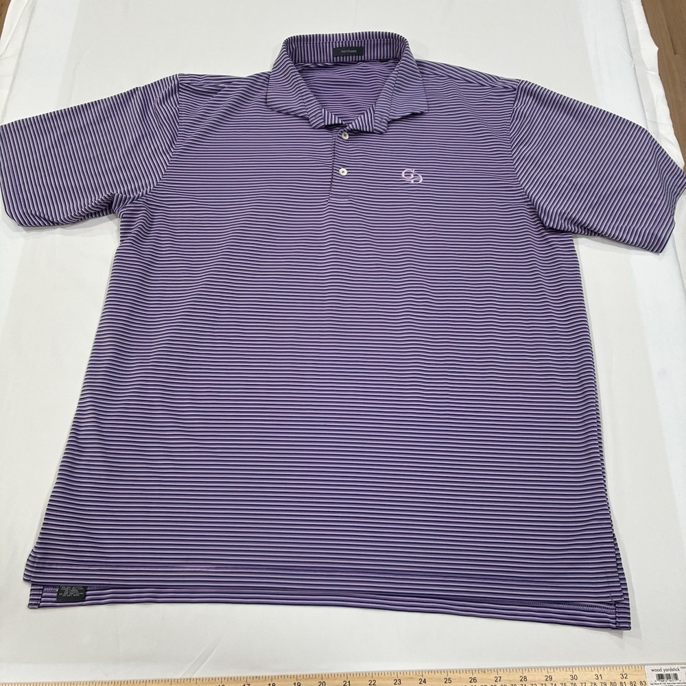 Turtleson Polo Shirt Mens XXL 2XL Purple‎ Striped Golf Logo Performance Stretch